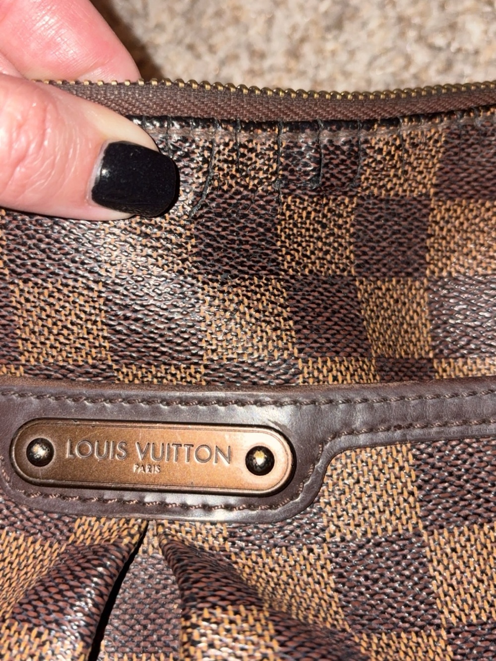 Louis Vuitton Damier Ebene Checker Shoulder Bag in Brown - Picture 2 of 7
